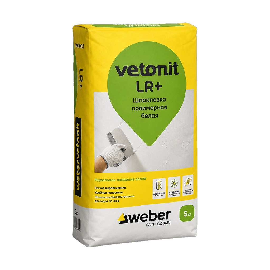 Шпаклевка полимерная Vetonit LR+ белая 5 кг