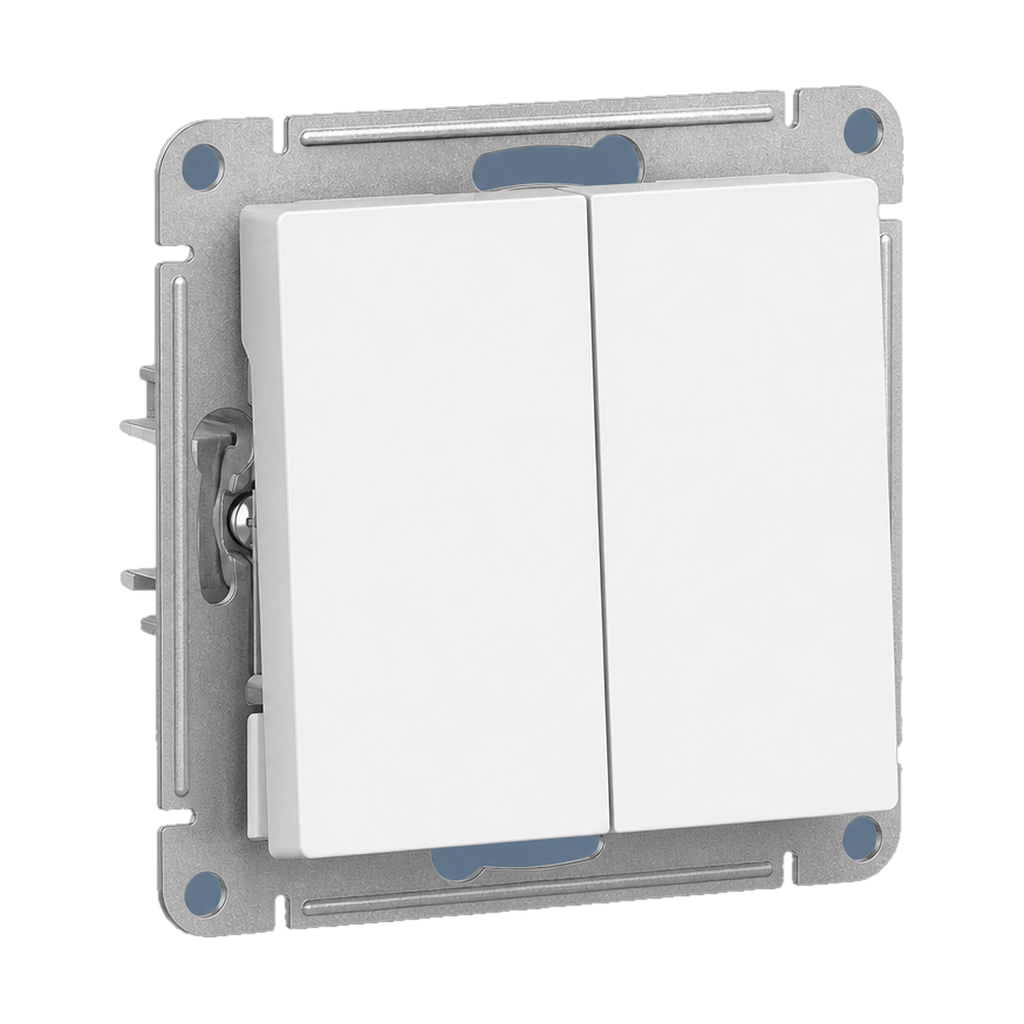 Выключатель Systeme Electric AtlasDesign двухклавишный встраиваемый белый (ATN000151)